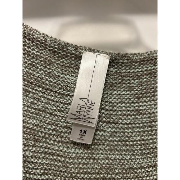 Green Brown Tight Knit Sweater Tank top Sleeveless Top Plus Size 1X Lightweight - Picture 2 of 4